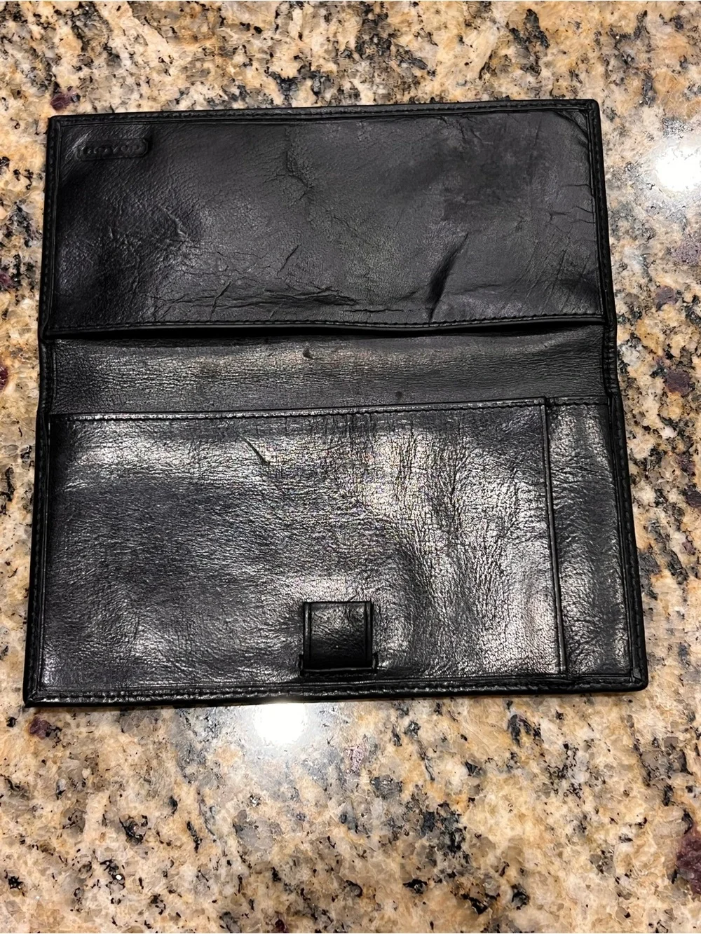 Coach Black Vintage Leather Checkbook Cover Wallet Organizer Men Travel Luxury